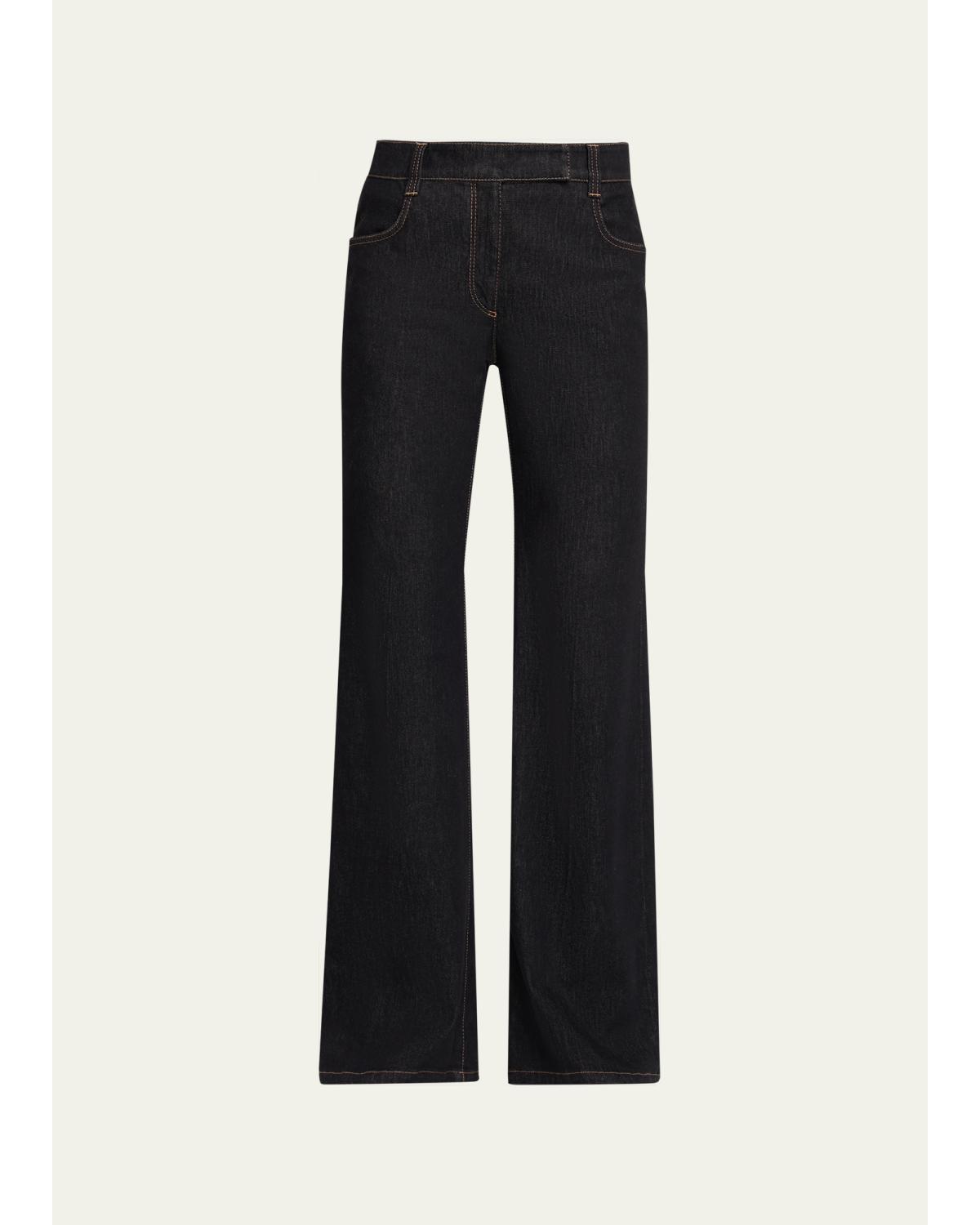 No Fade Stretch Denim Flared Jeans