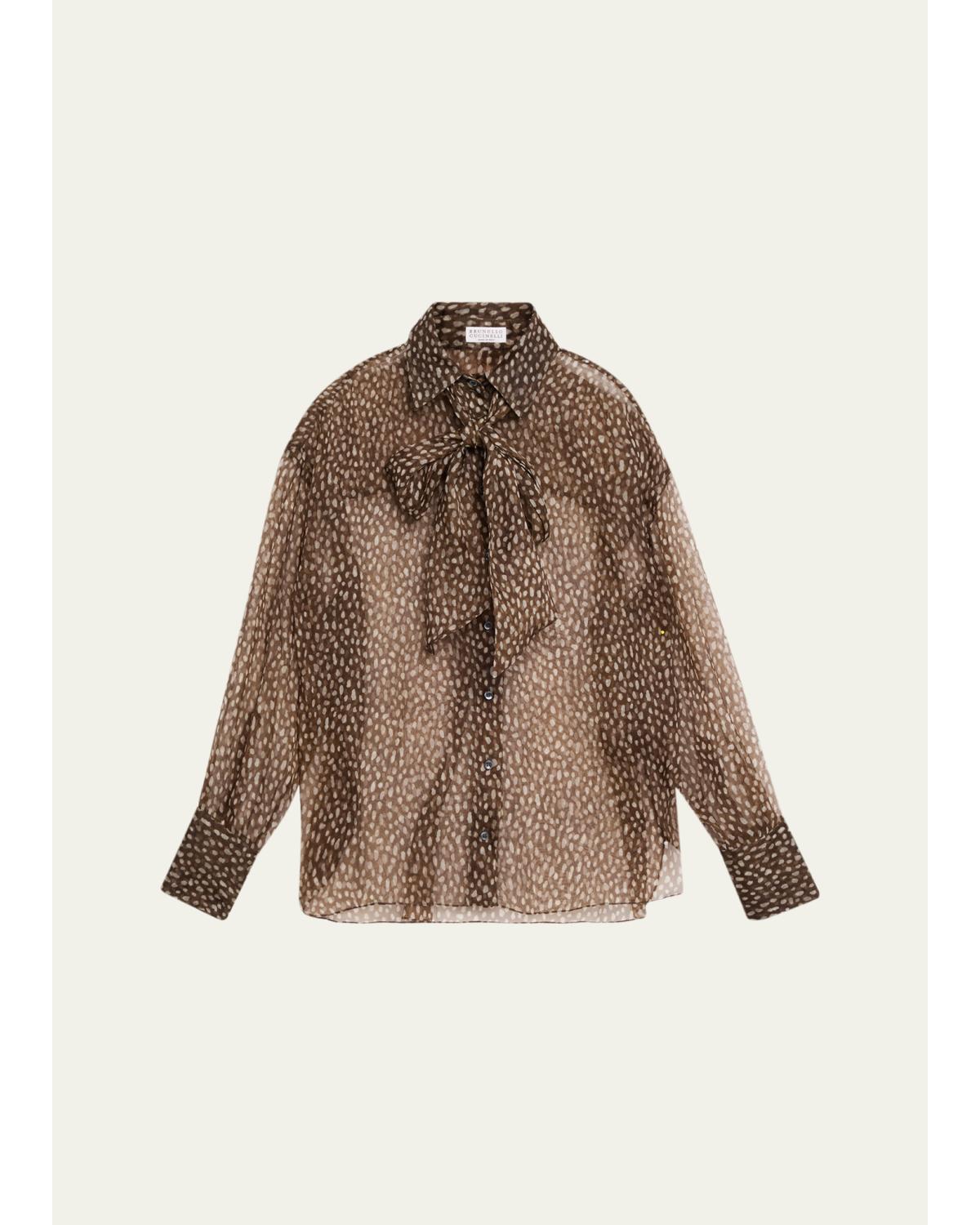 Pois-Lier Print Long-Sleeve Blouse