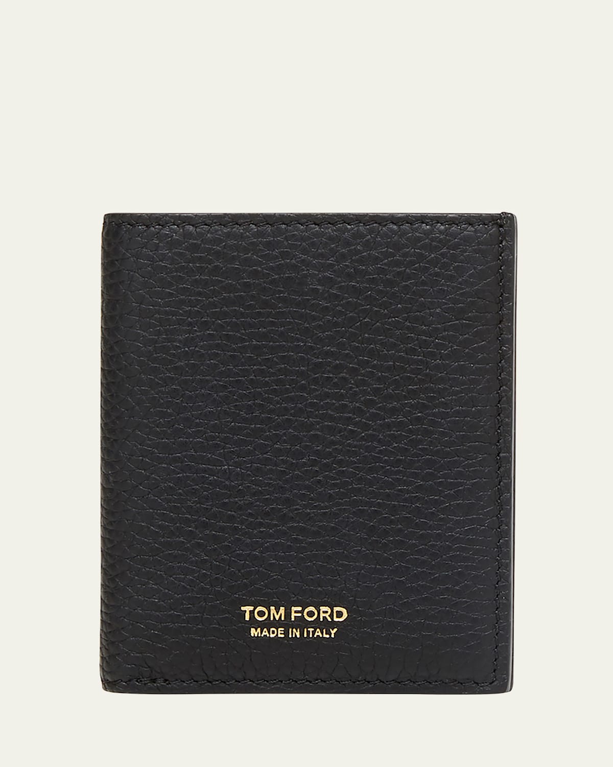 Tom Ford Men's T Line Grained Leather Bifold Card Holder In Black