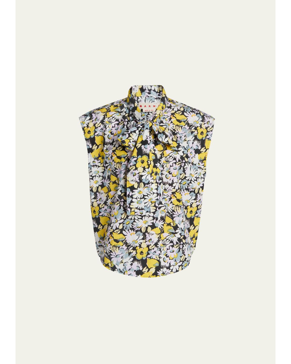 Floral Tie-Neck Blouse