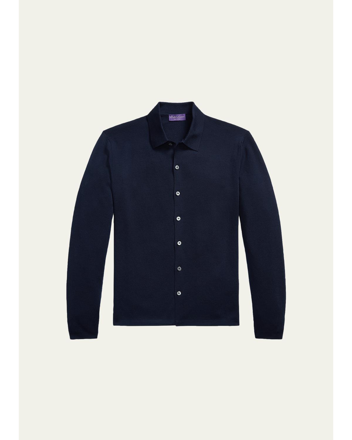 Men'S Wool Polo Cardigan