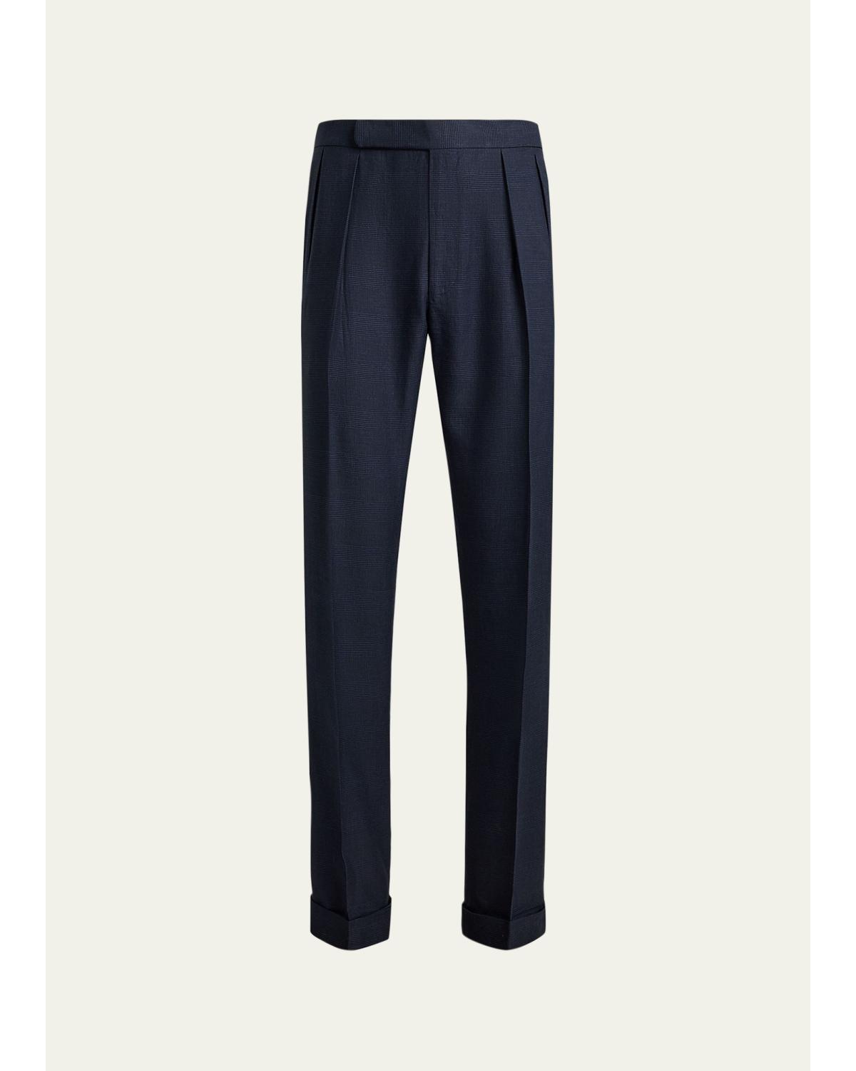 Men'S Gregory Hand-Tailored Plaid Trousers