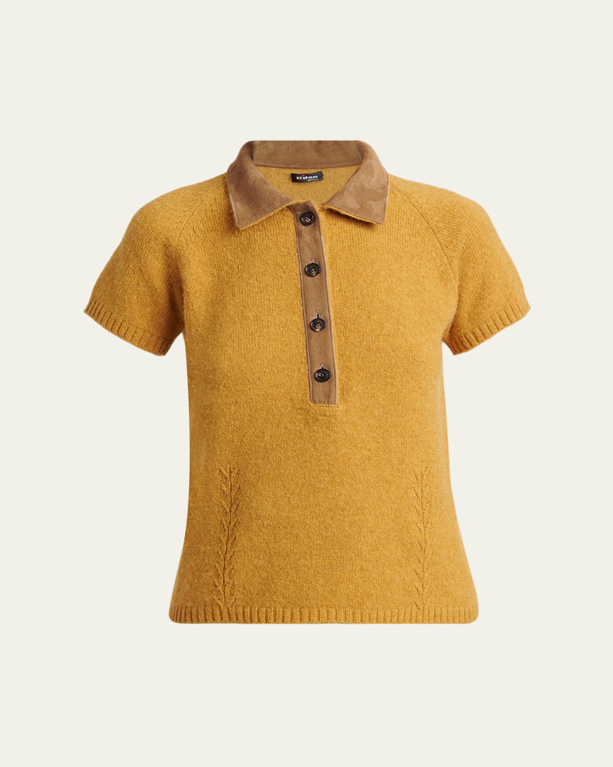 Kiton Wool Knit Polo In Yellow