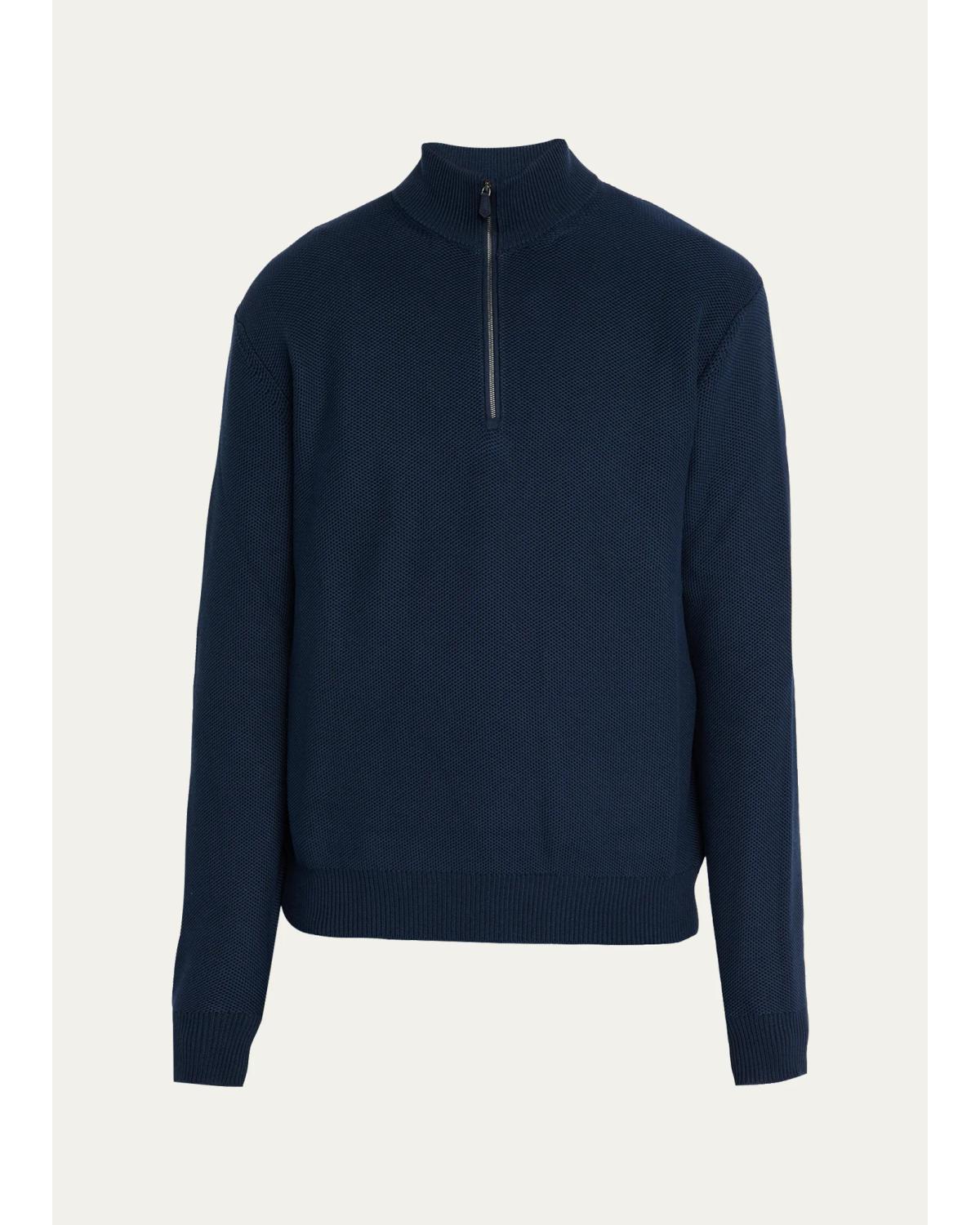 Men'S Honeycomb Silk-Blend Quarter-Zip Sweater