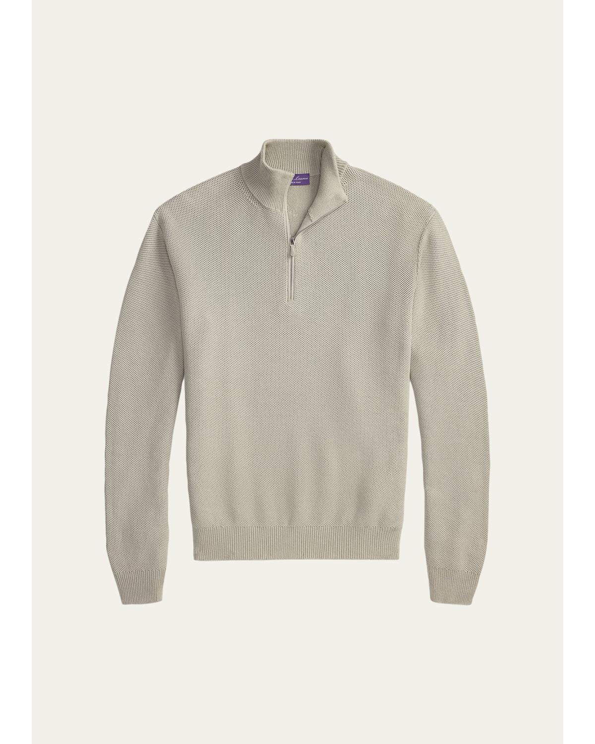 Men'S Honeycomb Silk-Blend Quarter-Zip Sweater