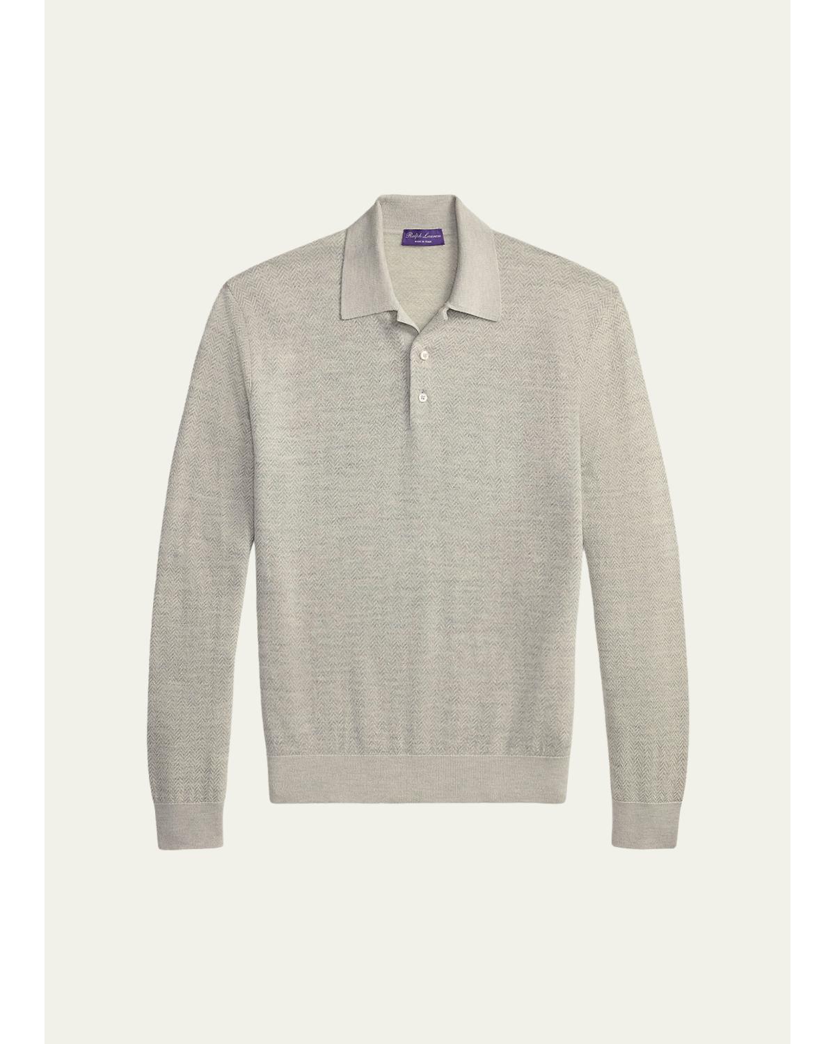 Men'S Cashmere-Linen Polo Sweater