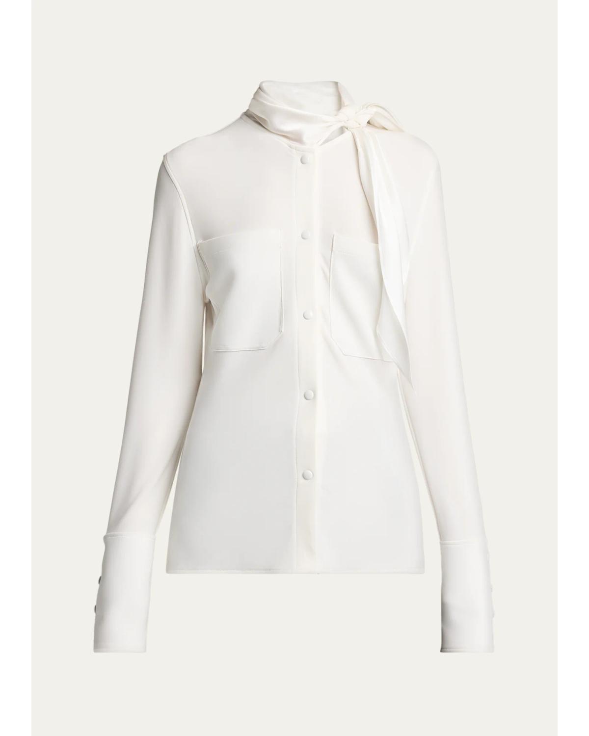 Scarf Collar Long Sleeve Blouse