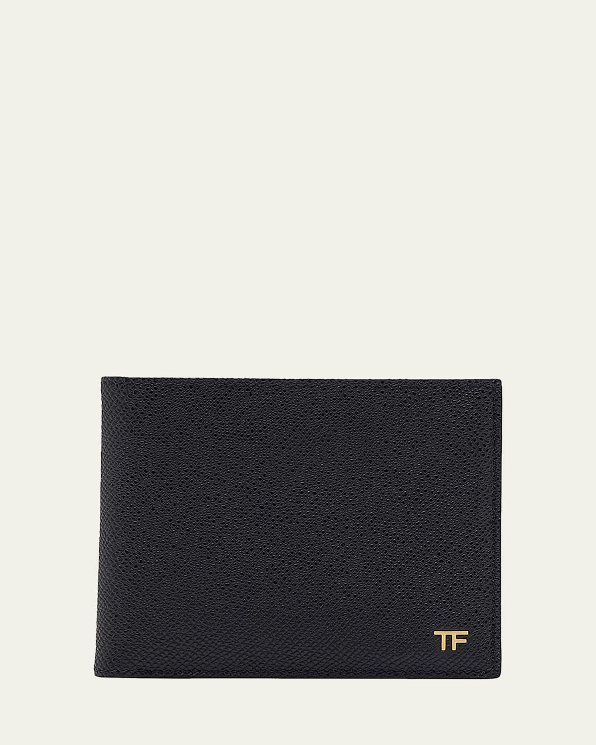 Tom Ford Men's T Line Grained Leather Bifold Wallet In Black