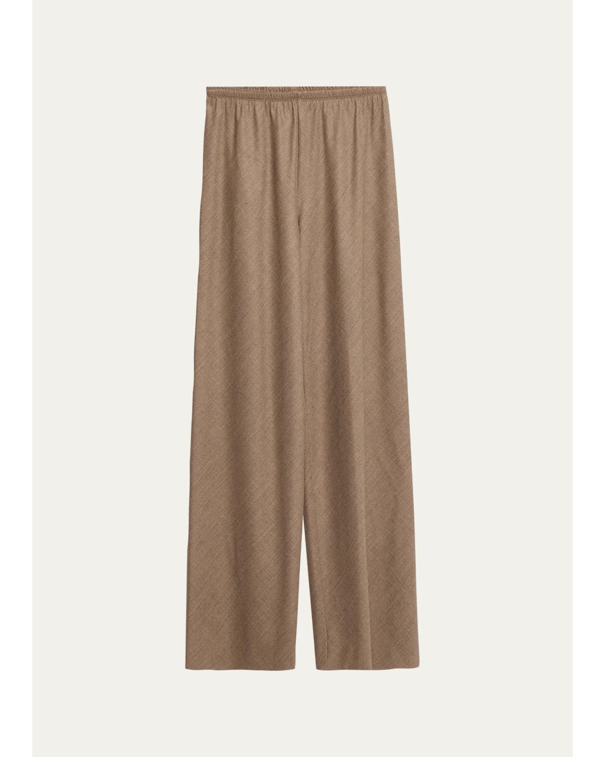 Maria Mcmanus Bias Cut Wide-leg Wool Pull-on Trousers In Stone