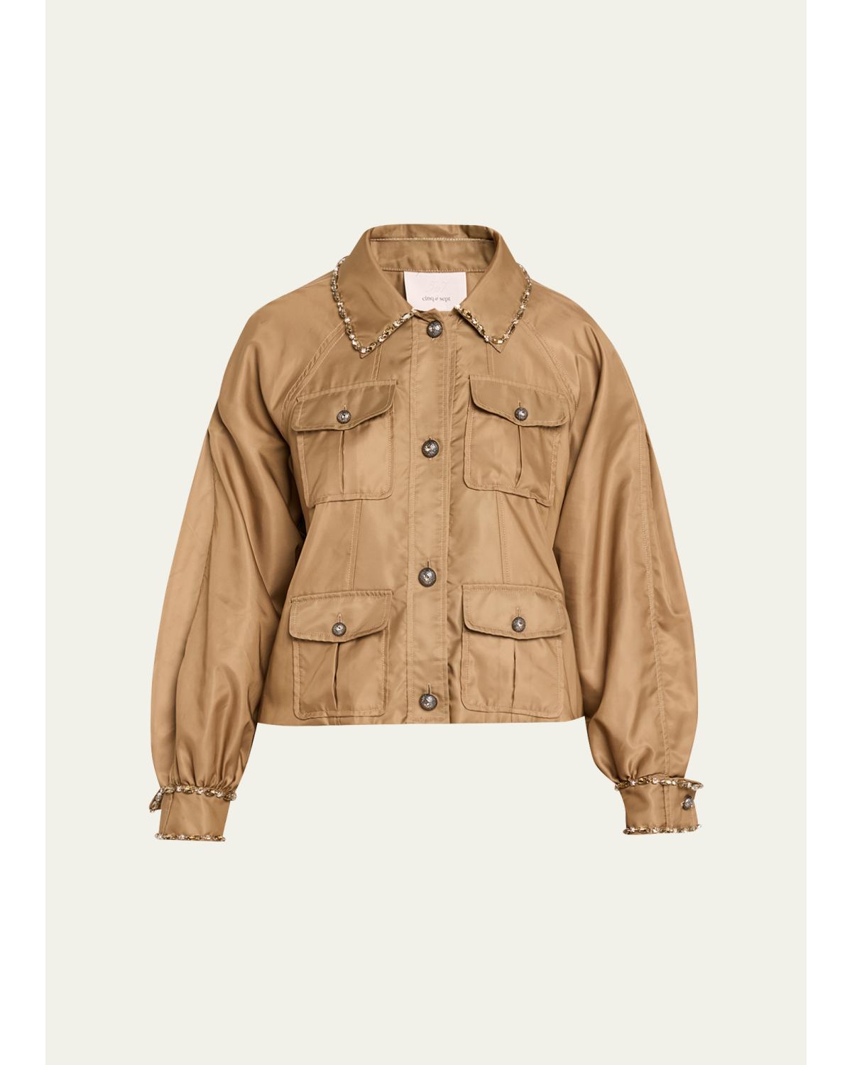 Rhinestone Chain Utility Jacket