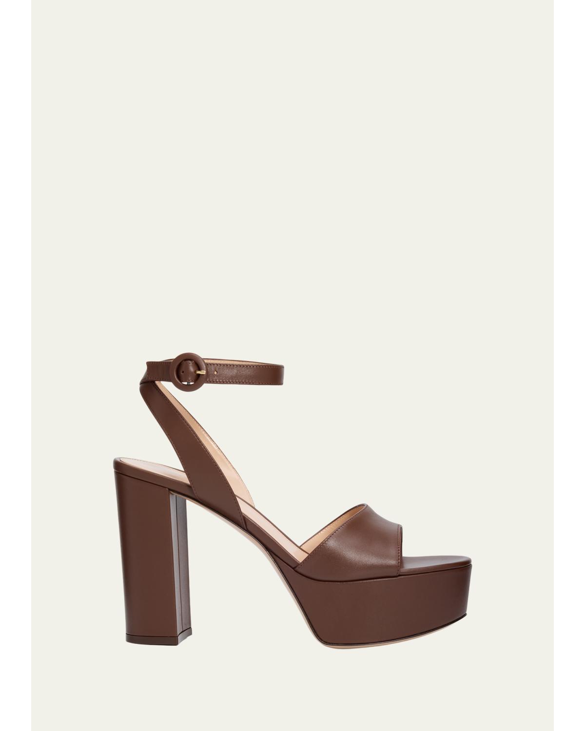 70Mm Nappa Leather Platform Sandals