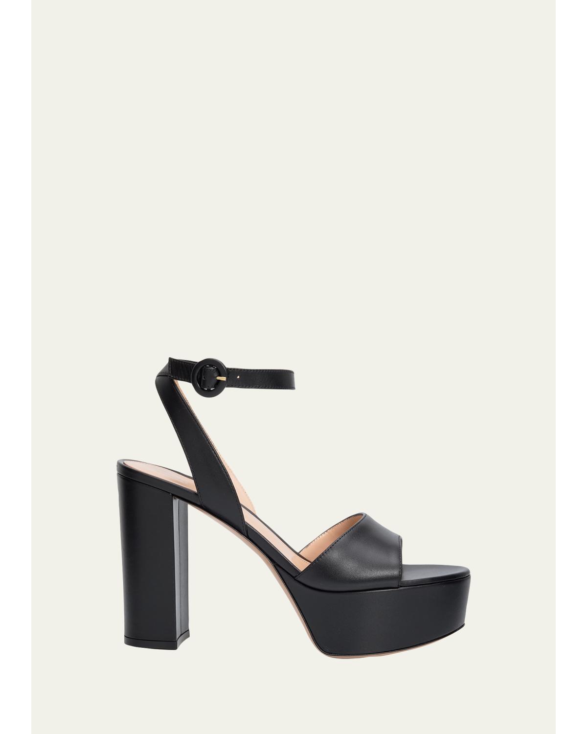 70Mm Nappa Leather Platform Sandals
