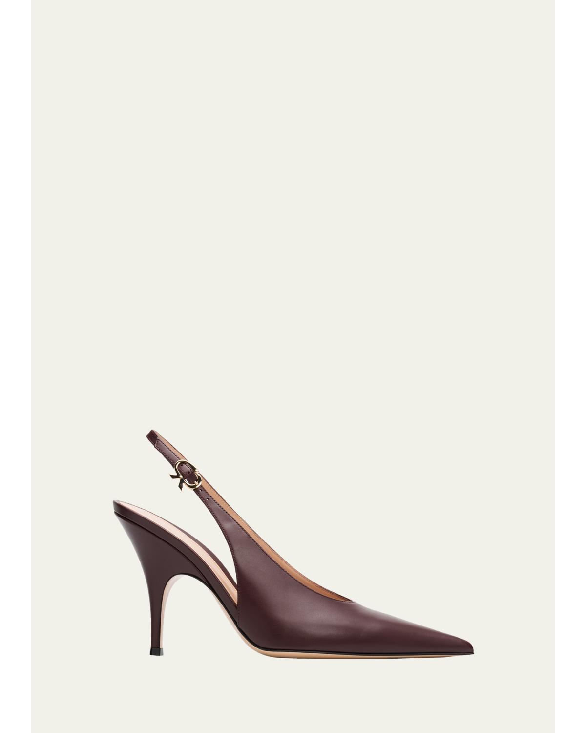 95mm Sofia Leather Slingback Pumps