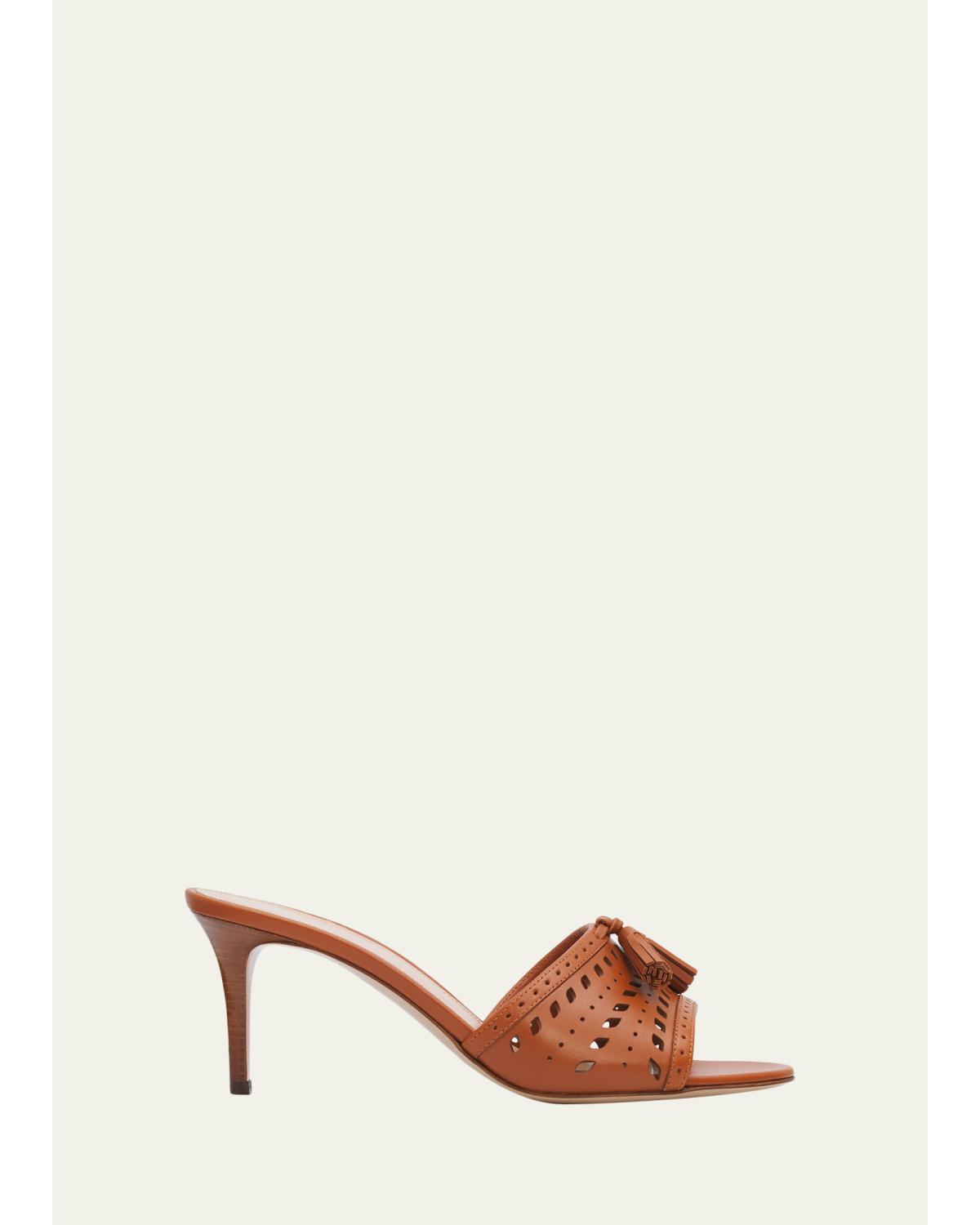 70Mm Cutout Leather Mule Sandals