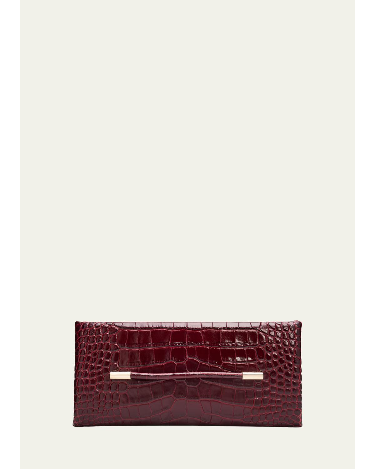 Ava Croc-Embossed Leather Clutch