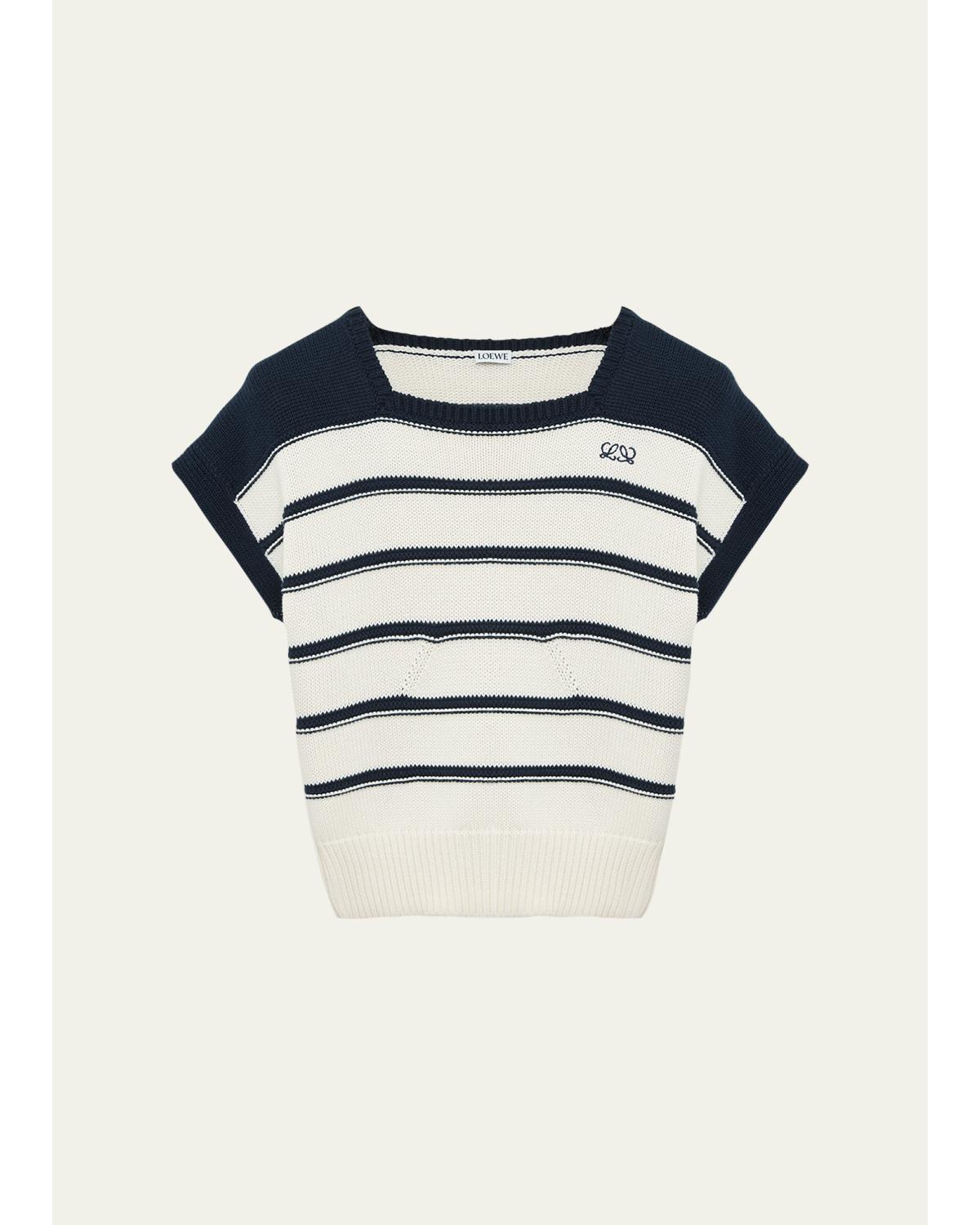Short-Sleeve Stripe Sweater