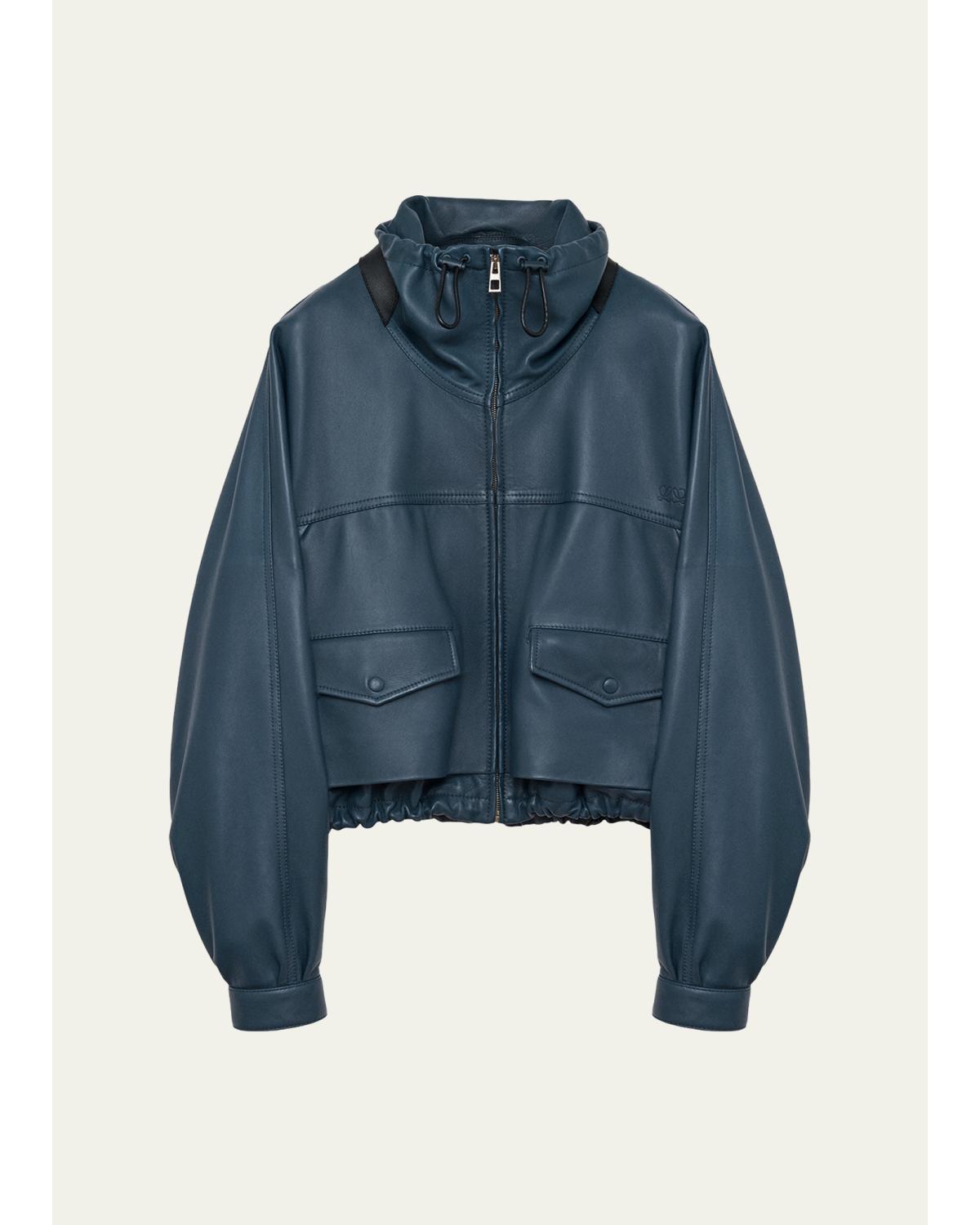 Double Layered Leather Zip Jacket