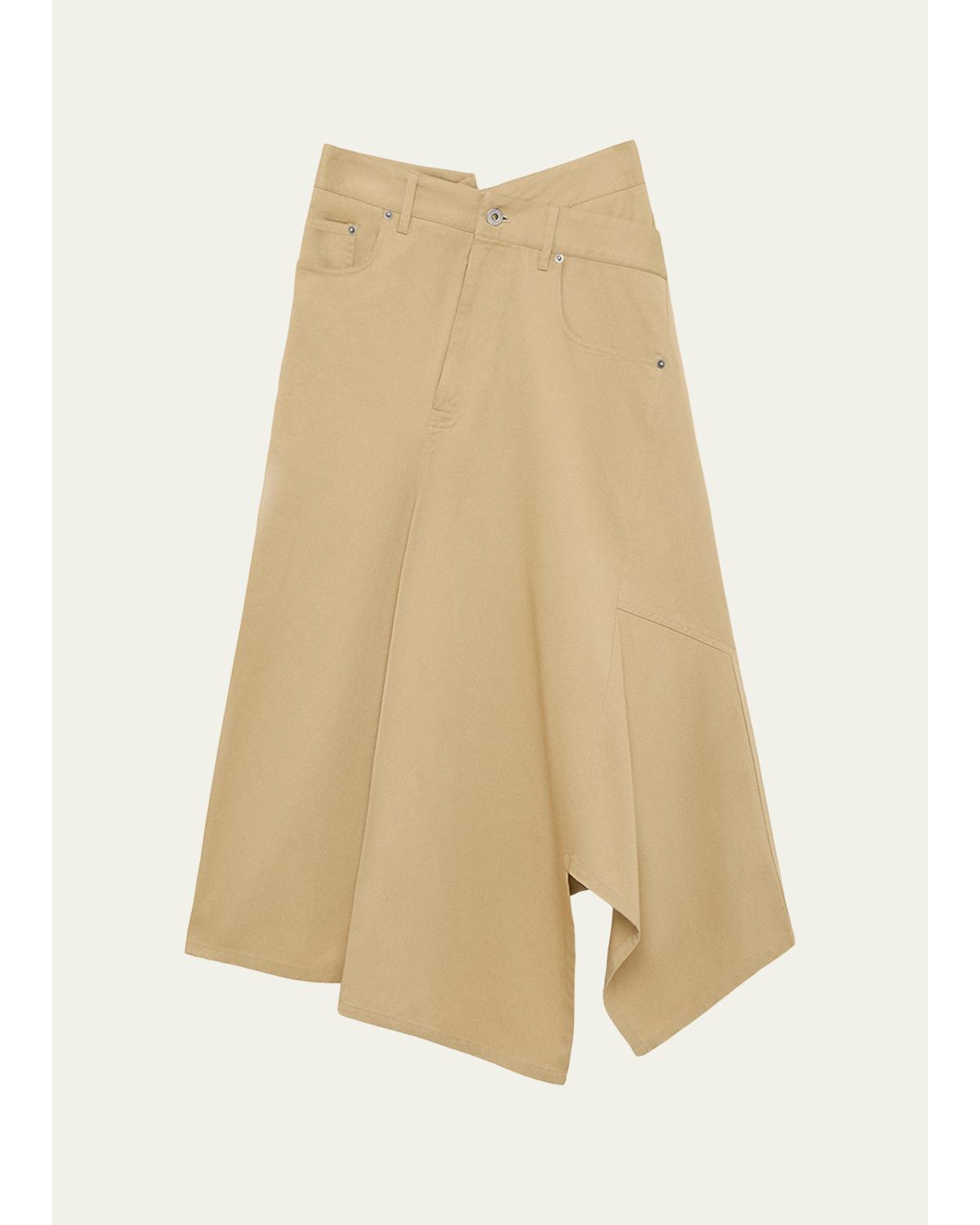 Asymmetric Cotton Midi Skirt