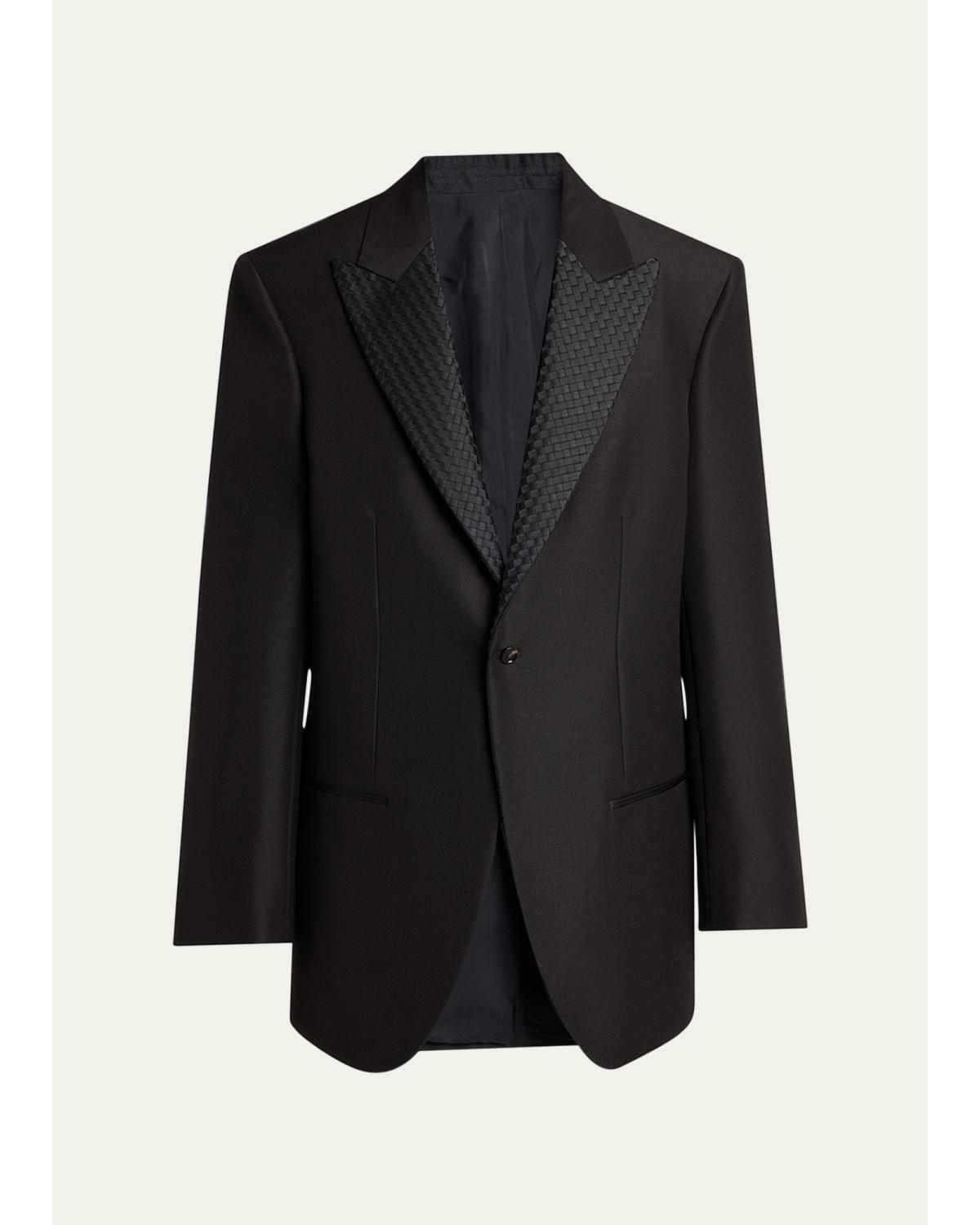 Men'S Intrecciato-Lapel Wool Mohair Dinner Jacket