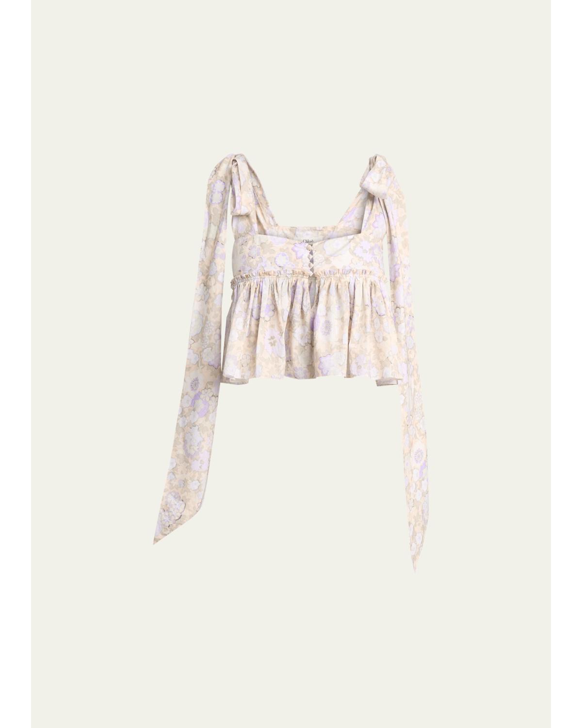Painted Flowers Cotton Top