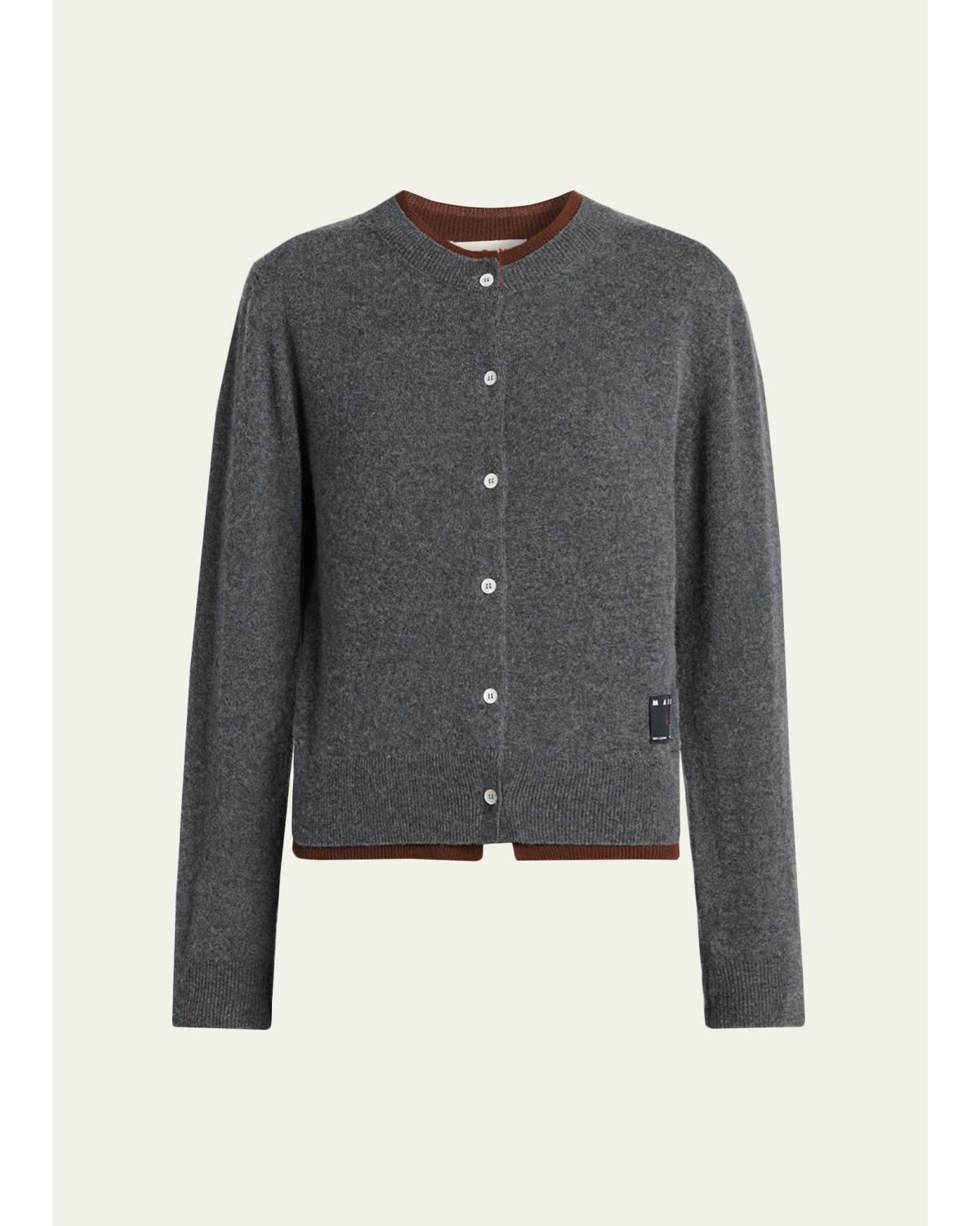 Marni Cashmere Double-trim Cardigan In Graphite