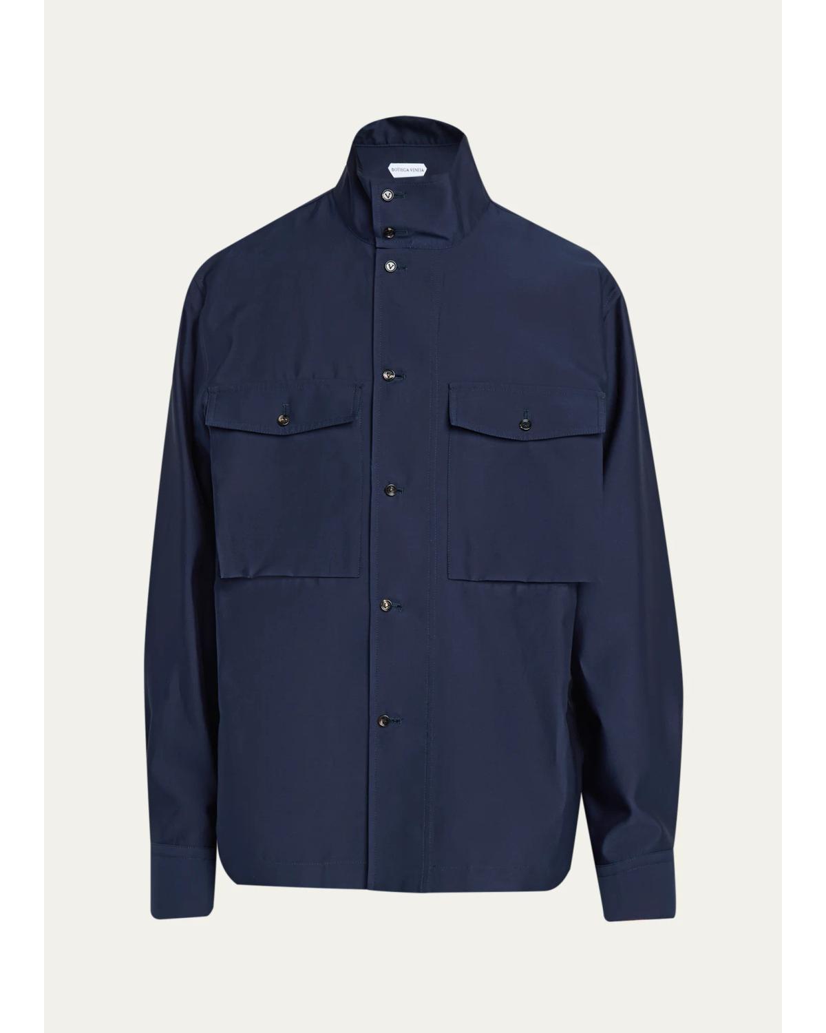 Men'S Washed Cotton And Silk Overshirt