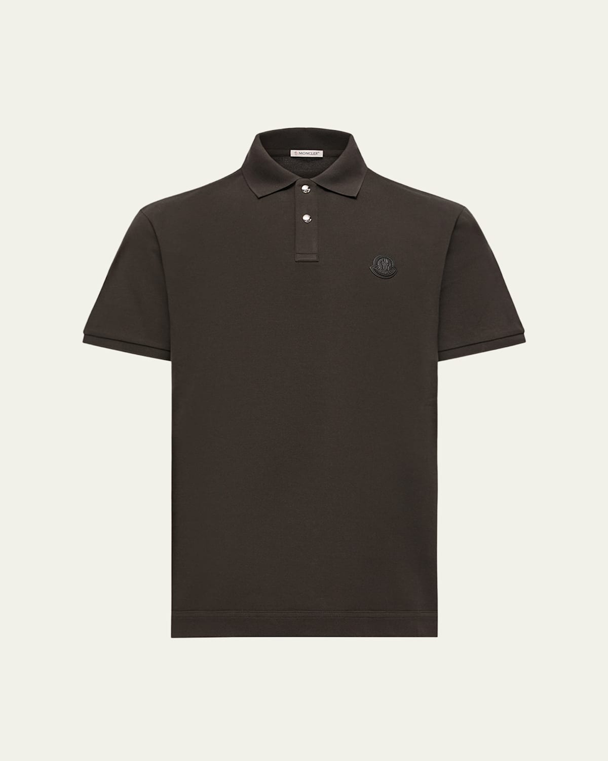 Moncler Men's Leather Logo Patch Cotton Pique Polo Shirt - Women's Clothing