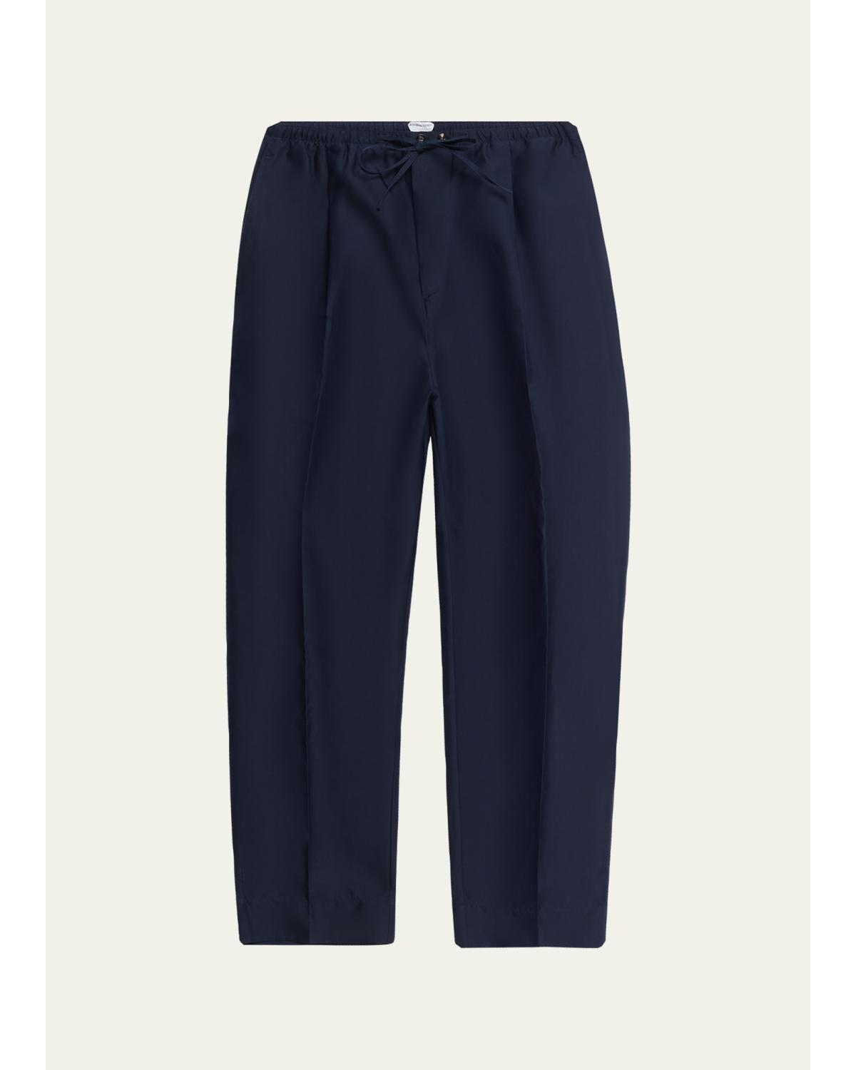 Men'S Washed Cotton And Silk Relaxed Drawstring