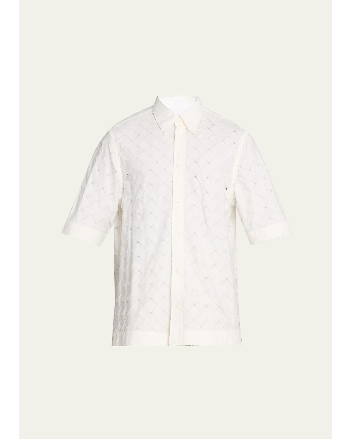 Men'S Poplin Intrecciato Short-Sleeve Shirt