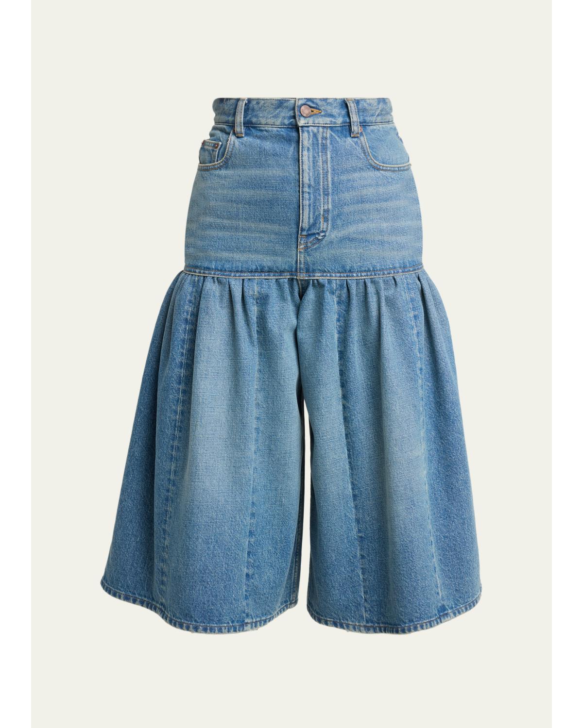 Fit-And-Flare Cropped Denim Jeans