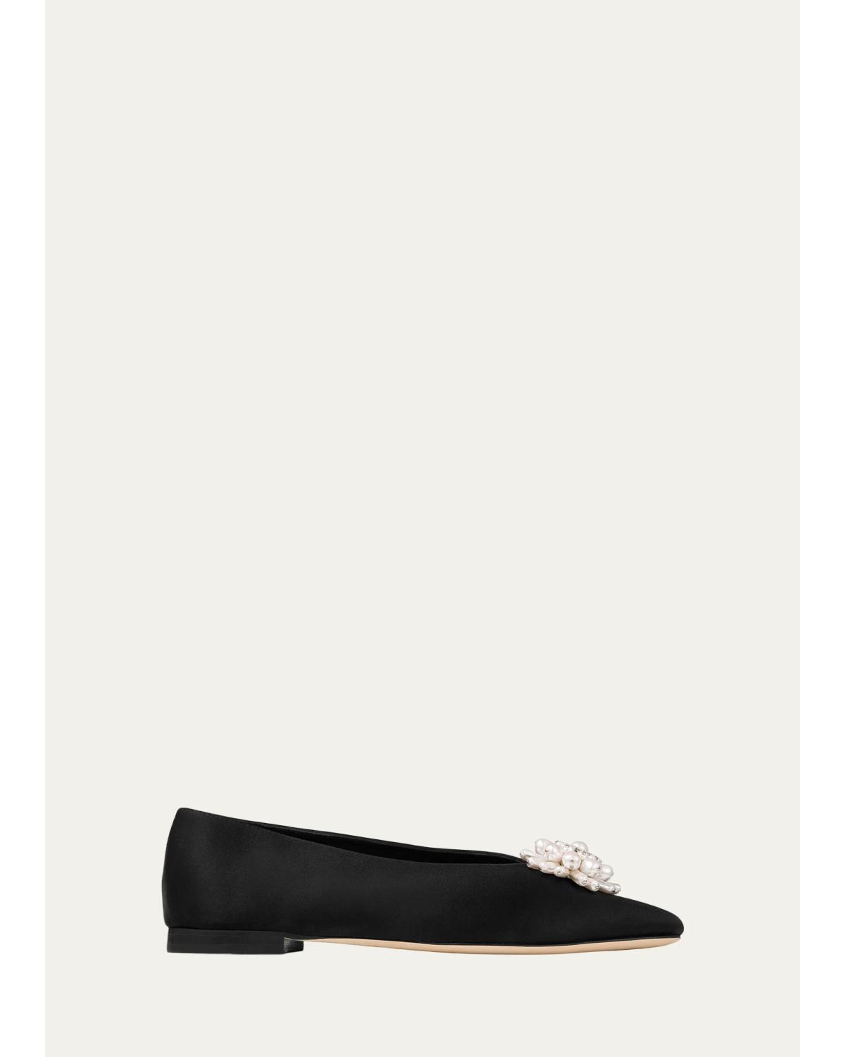 Ines Pearly Satin Ballerina Flats