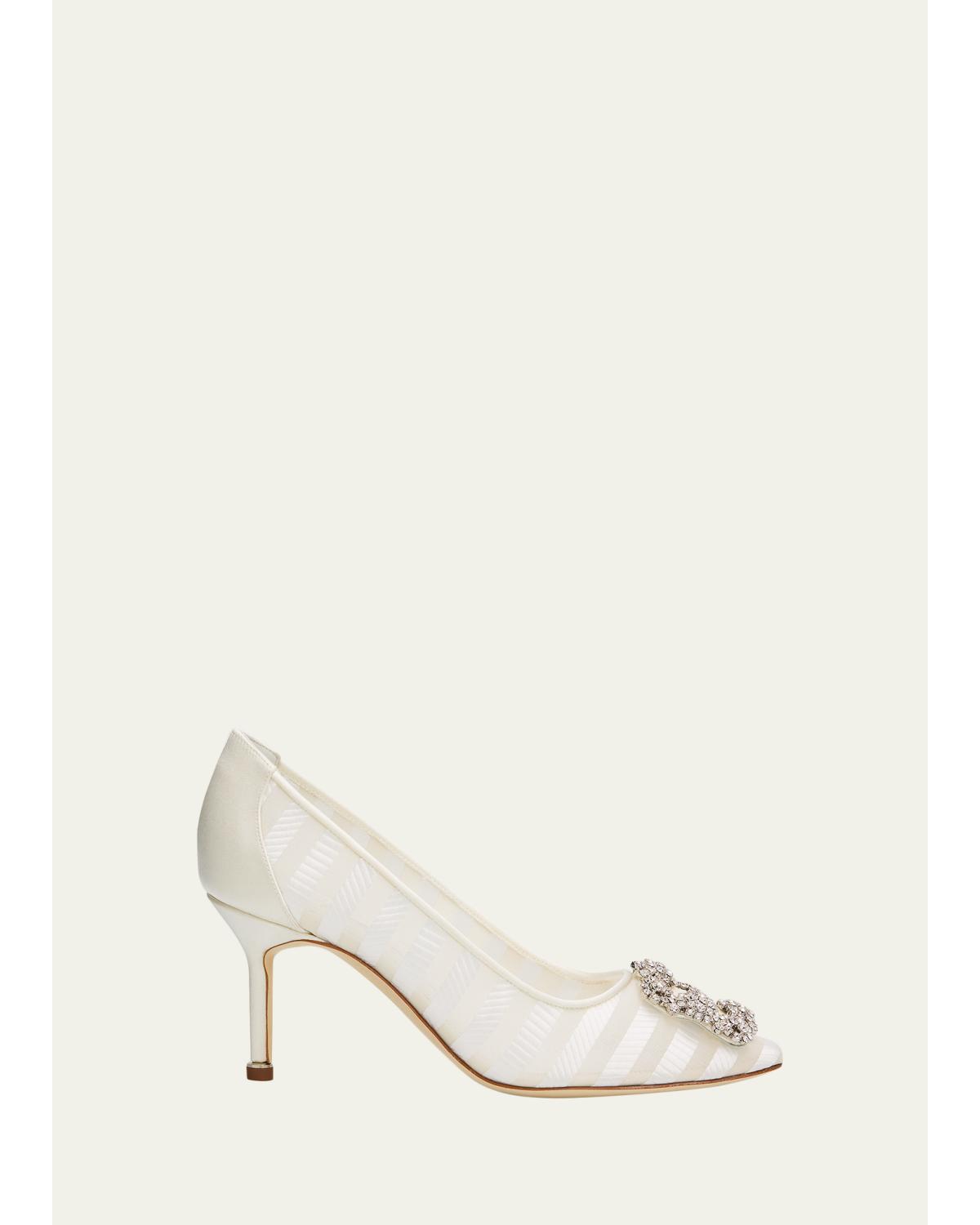 70Mm Hangisila Organza Jewel-Buckle Pumps