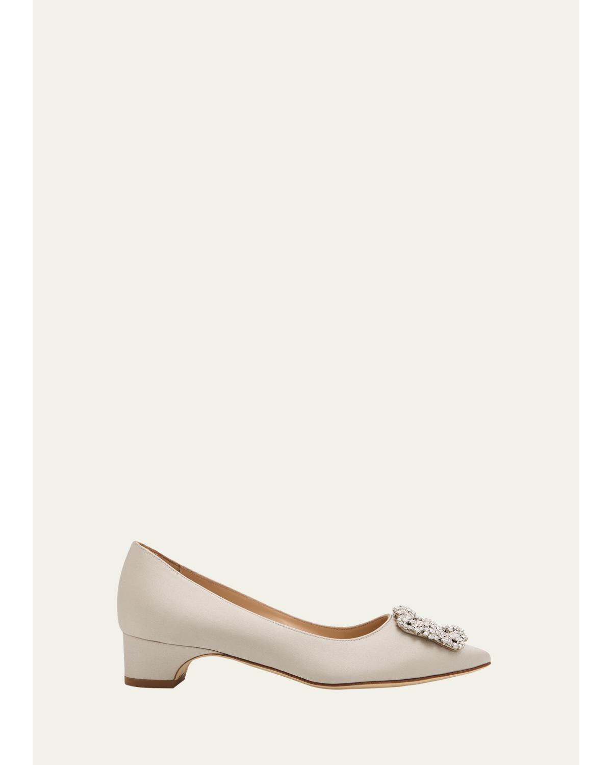 25Mm Hangisibar Satin Crystal Buckle Pumps