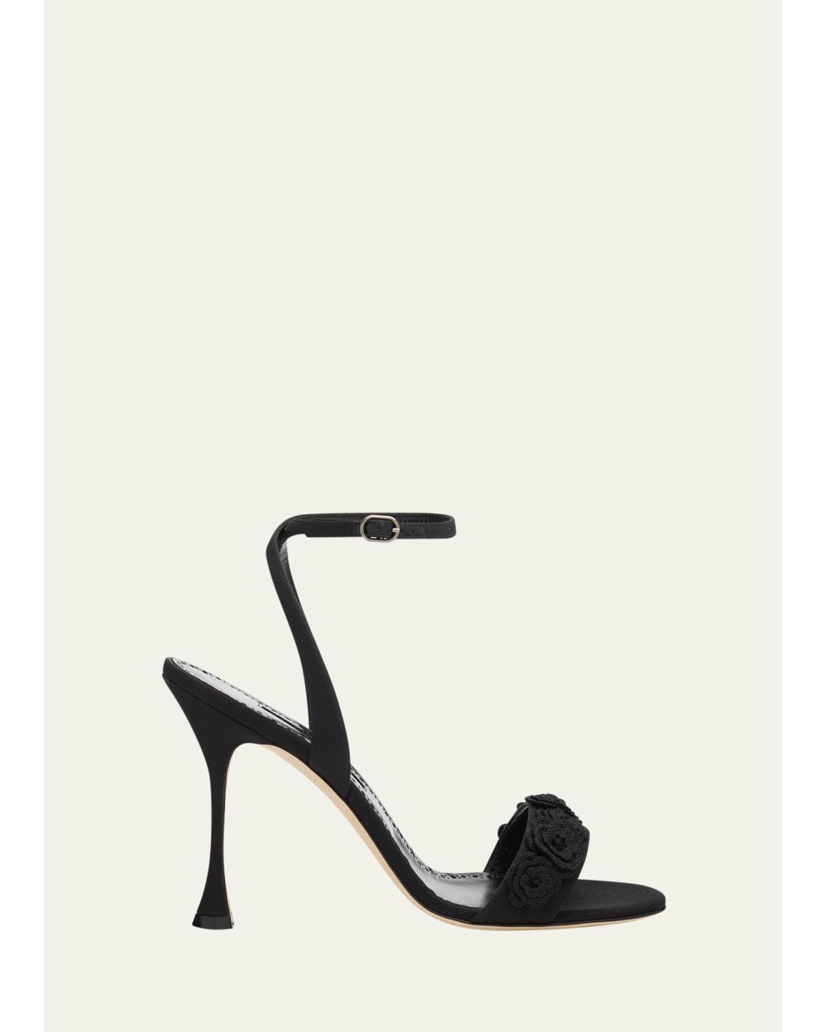 105Mm Raosnu Crochet Flower Ankle-Strap Sandals