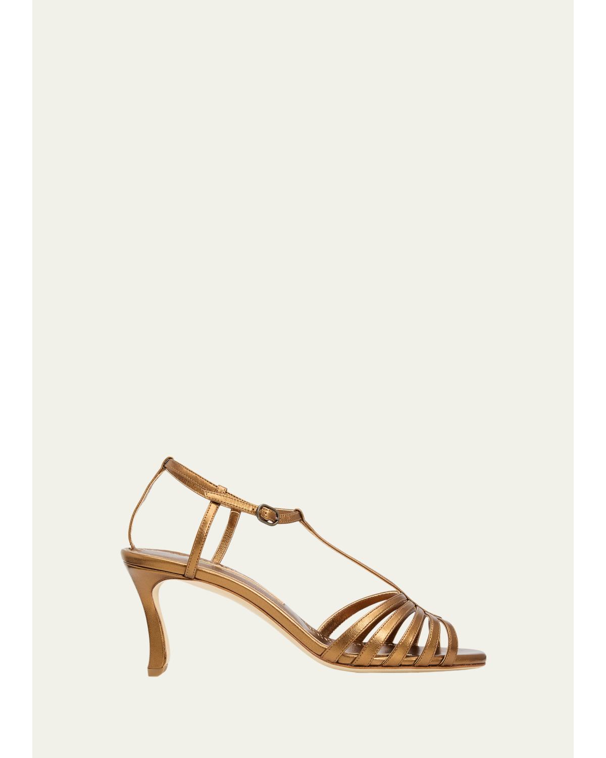 90Mm Fulconpla Metallic Leather Caged Sandals