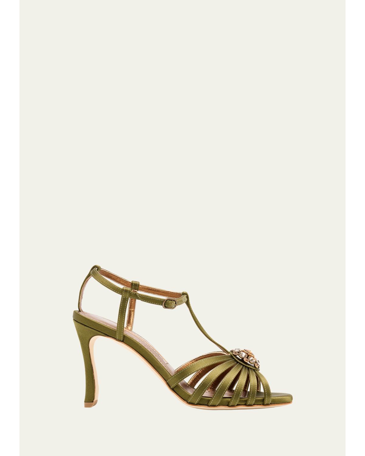 90Mm Fulcon Embellished Satin Caged Sandals