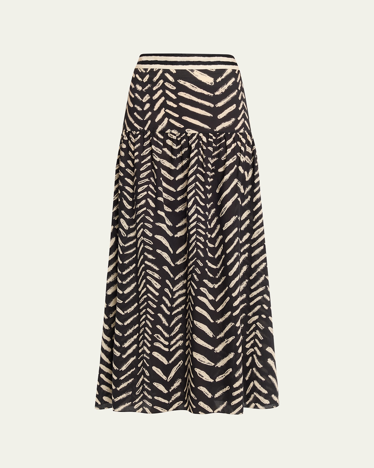 Johanna Ortiz Rituales Tiered Maxi Skirt In Black/ecru