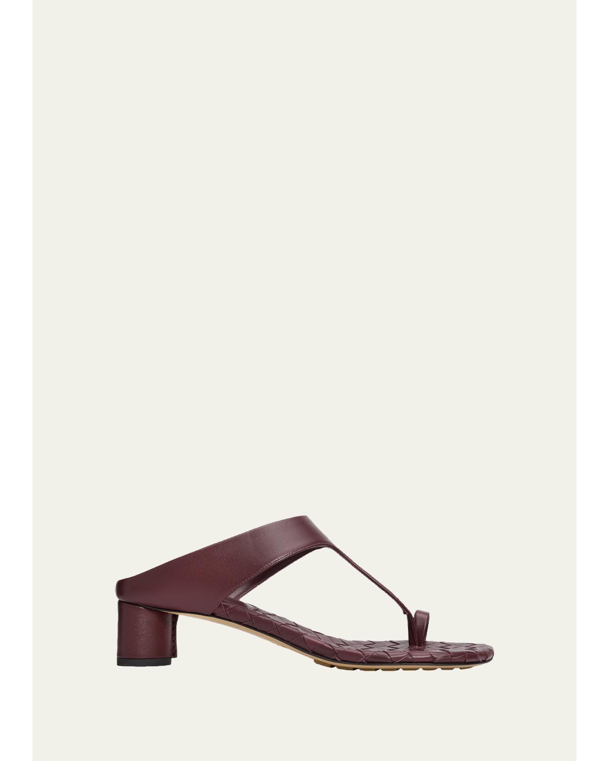 40Mm Livia Leather Kitten-Heel Thong Sandals