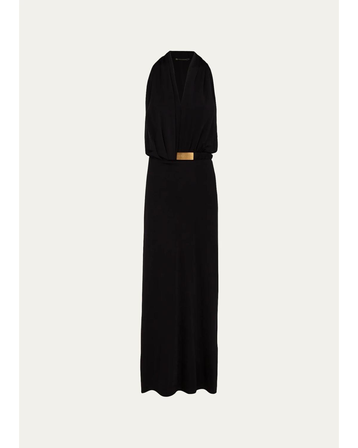 Rosana Belted Halter Maxi Dress