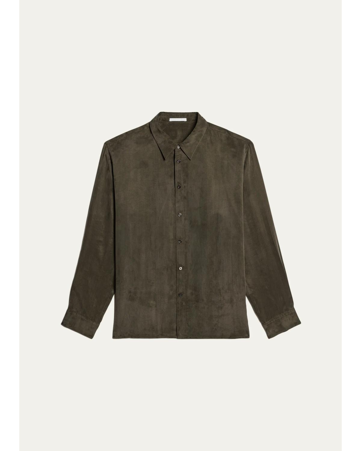 Men'S Fluid Lyocell And Viscose Button-Down Shirt