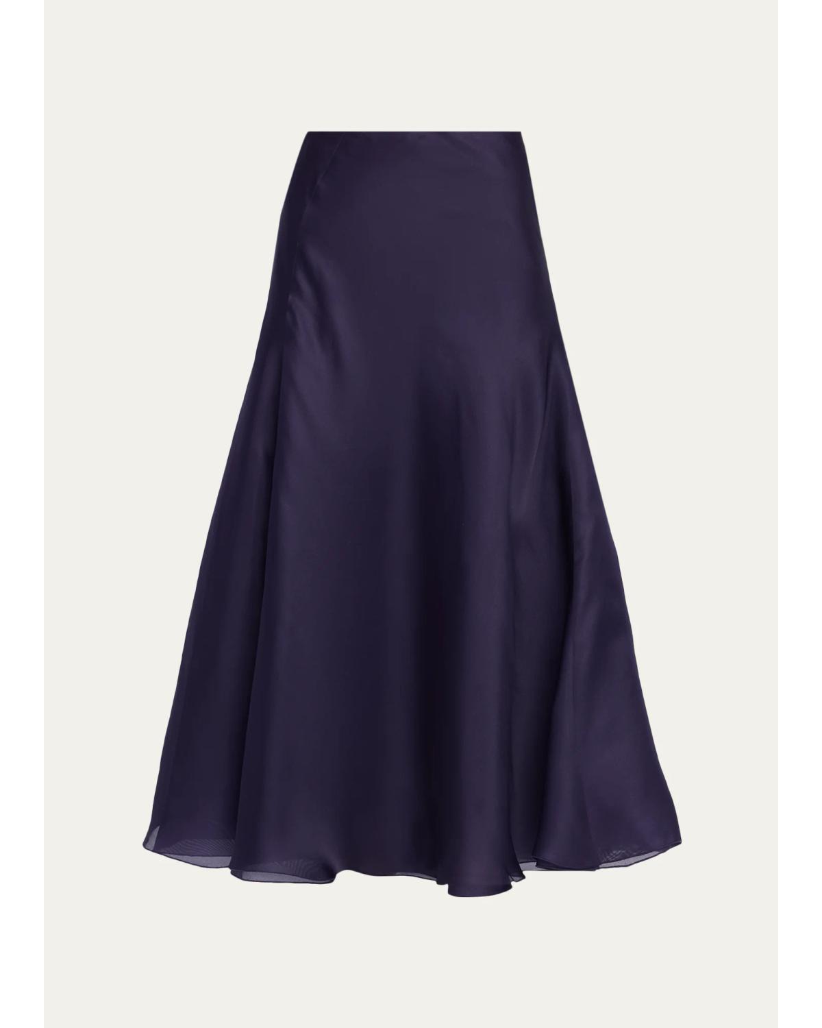 Akris Silk Organza A-line Midi Skirt In Blue