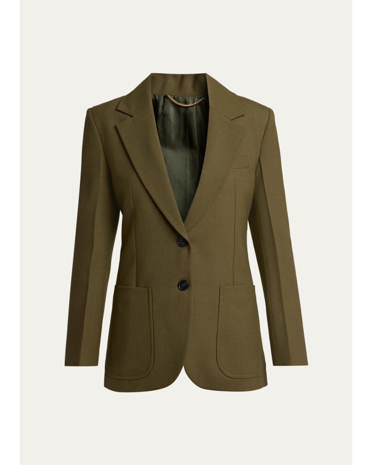Katherine Patch Pocket Wool Single-Breasted Jacket
