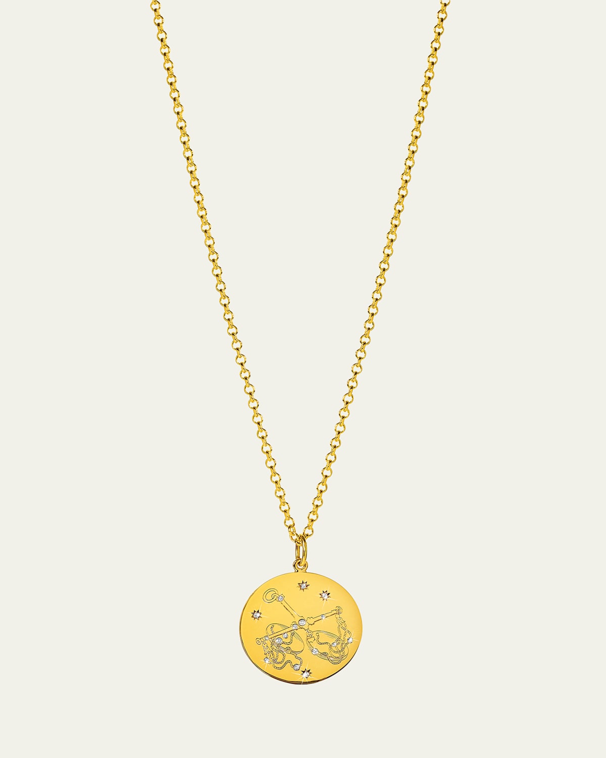 Verdura 18K Yellow Gold Diamond Zodiac Necklace, Libra | Thumbnail 4