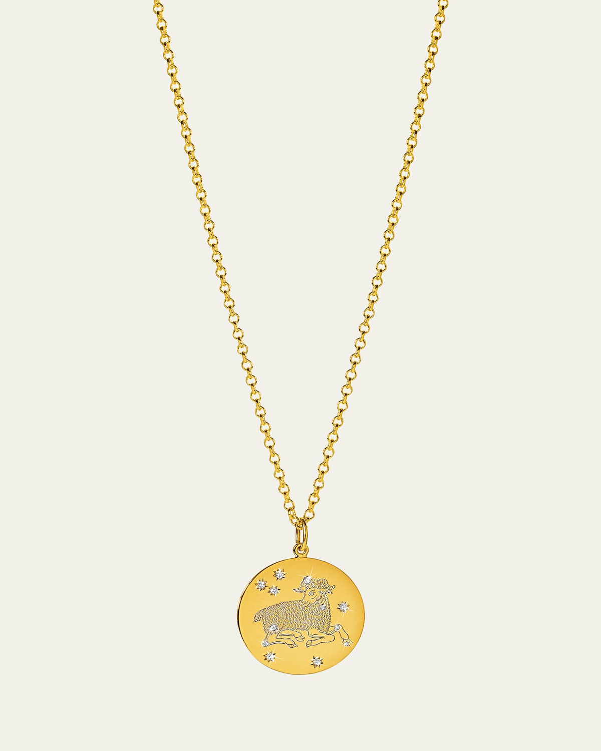 Verdura 18K Yellow Gold Diamond Zodiac Necklace, Aries | Thumbnail 4 Verdura 18K Yellow Gold Diamond Zodiac Necklace, Aries | Thumbnail 4