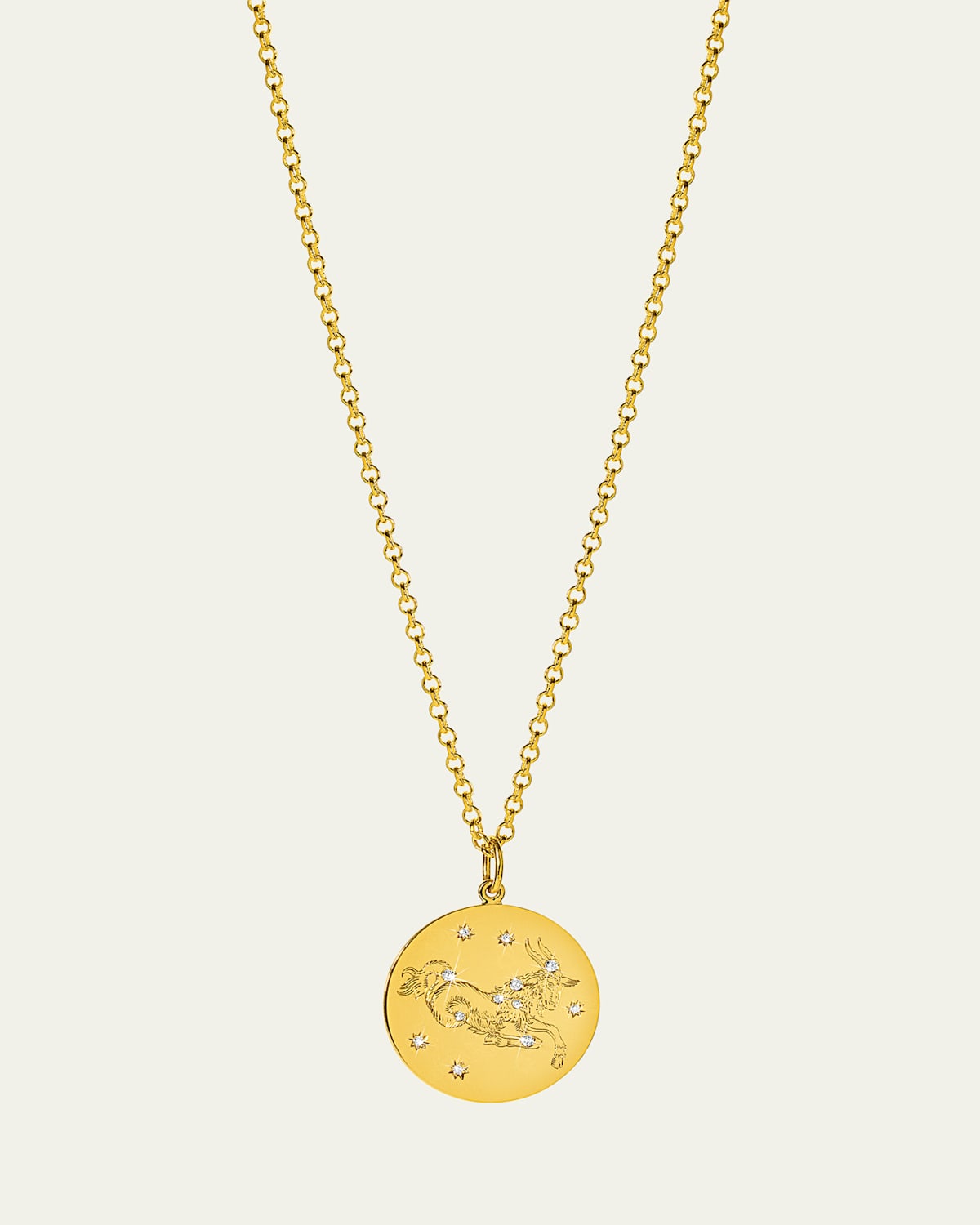 Verdura 18K Yellow Gold Diamond Zodiac Necklace, Capricorn | Thumbnail 4
