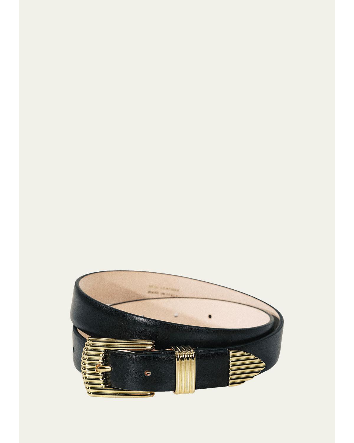 Dehanche Rosen Ridged Leather Belt In Black Leather