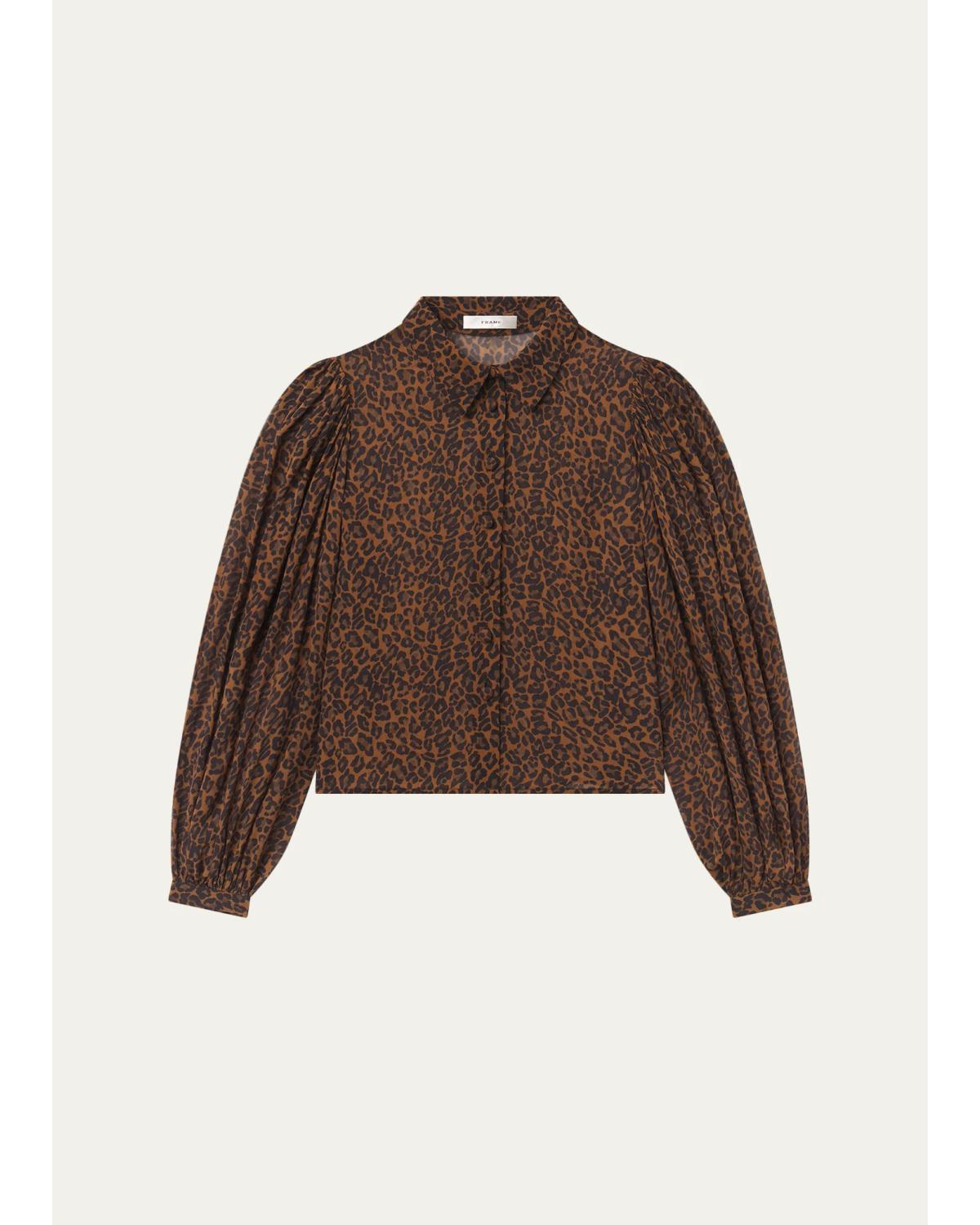 Frame The Silk Prairie Leopard Blouse In Light Leopard
