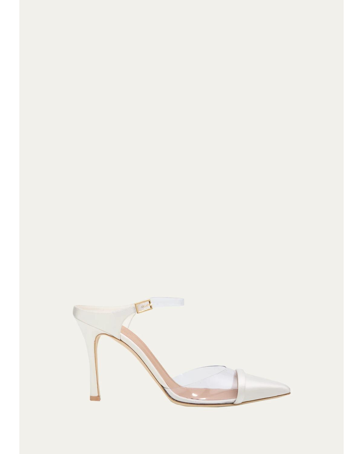 90Mm Uma Pvc Satin Mule Pumps