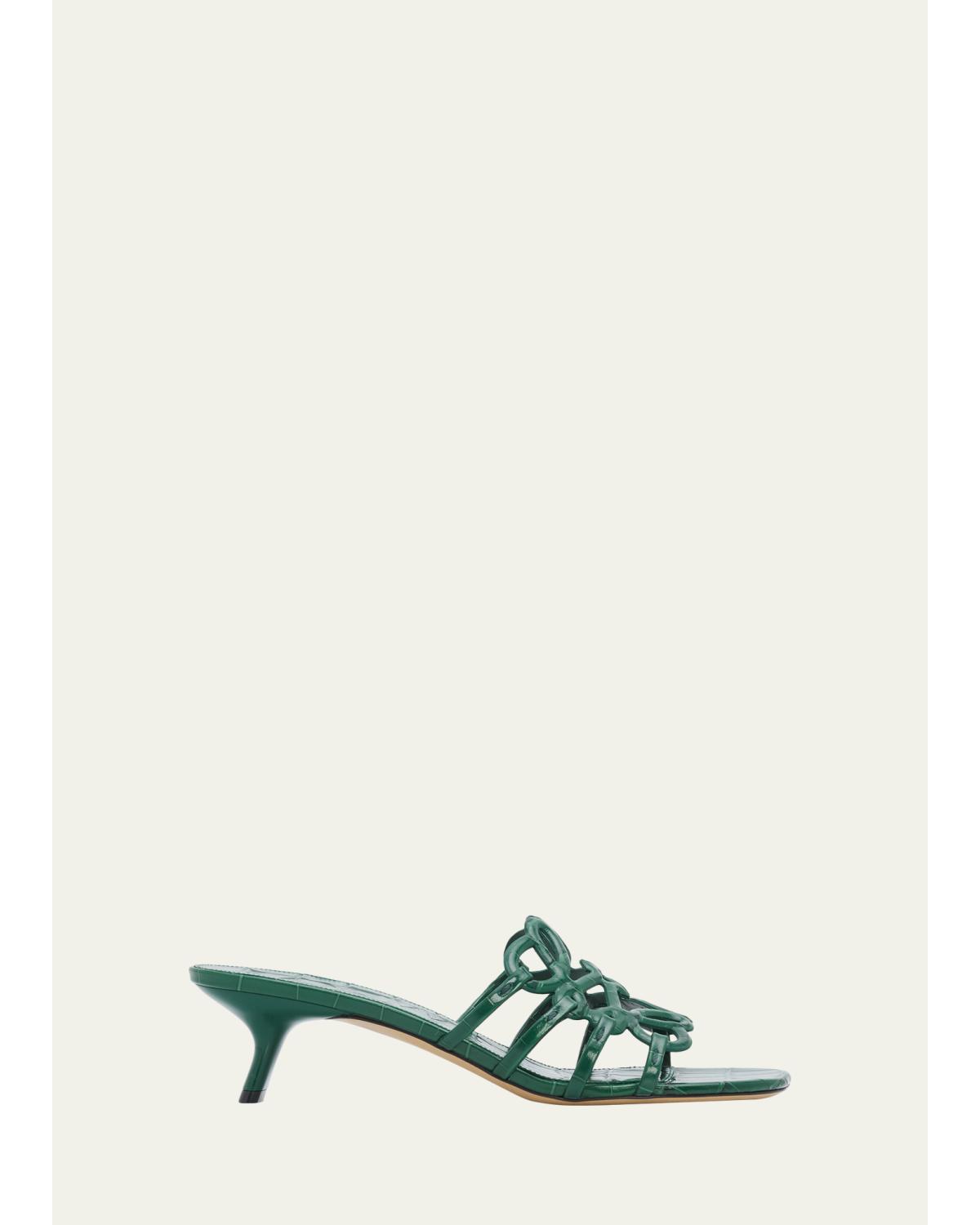 Petal Anagram 45Mm Croc-Embossed Sandals