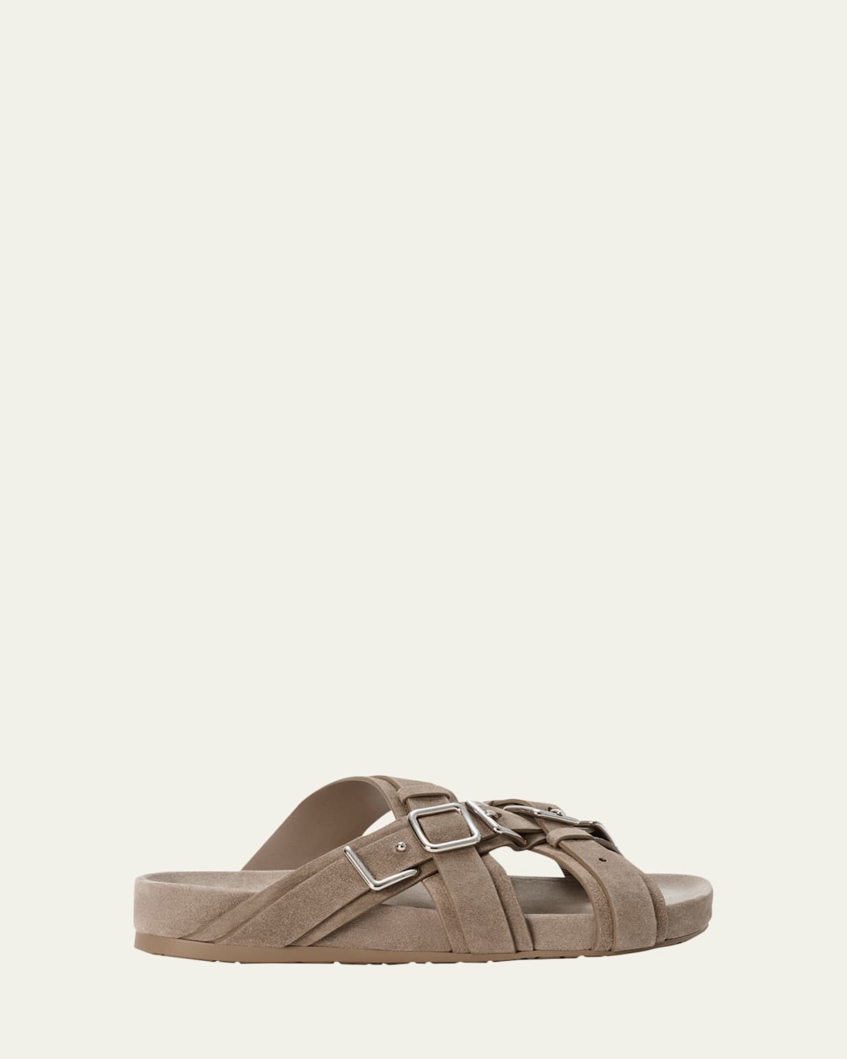 Loewe Type Fussbett Suede Slide Sandals In Brown